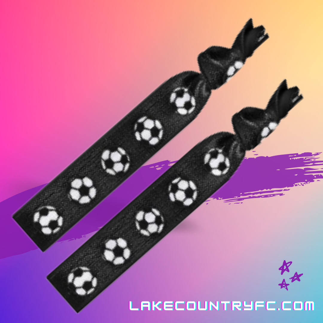 2pk Soccer Hair Ties (Black)