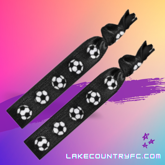 2pk Soccer Hair Ties (Black)
